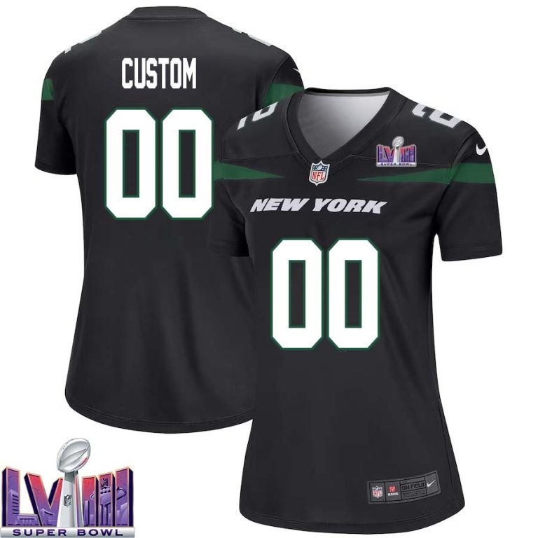 Custom New York Jets Super Bowl LVIII Game Alternate Jersey Stealth