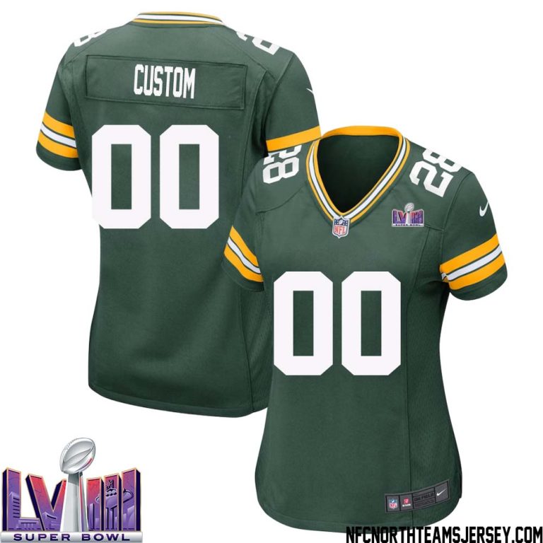 Custom Women Green Bay Packers Super Bowl LVIII Home Game Jersey
